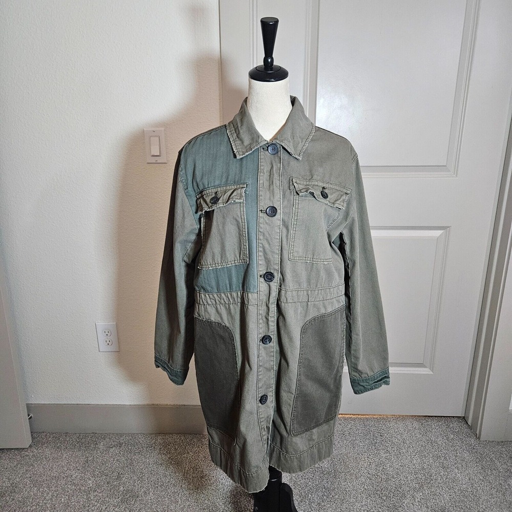 Free People We The Free Apollo Jacket Coat Women Small Army Green Patch Y2K